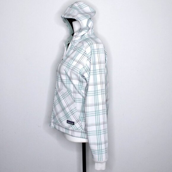 Patagonia Women's White  Green Plaid Hooded Jacket Size S - Picture 4 of 16
